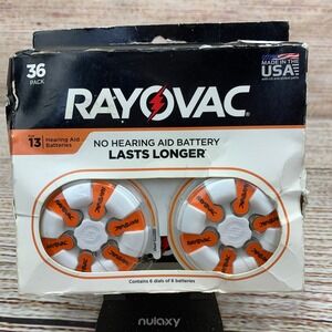 Rayovac Size 13 Hearing Aid Batteries 36 Pack‎ Long Lasting Formula Unopened